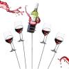 Mind Reader Wine Glass and Bottle Stakes, Vacation Essentials, Beach, Wine Holder, Metal, 3.5″ L x 3.5″ W x 19″ H, 5 Pcs, Silver(Silver Bottle Glass Holder)