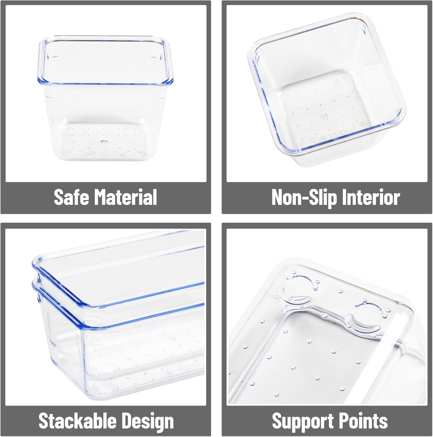 imageMind Reader 8Pc Drawer Organizer Desk Organizer Interlocking Storage Kitchen Office WhiteClear