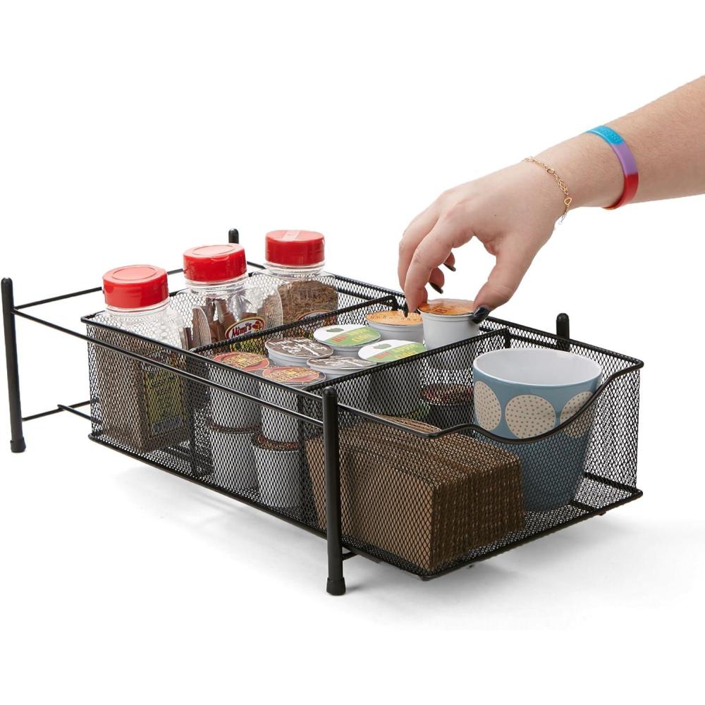 imageMind Reader Accessory Organizer Supply Storage Makeup Crafts Office Kitchen Metal Mesh 155quotL x 938quotW x 54quotH SilverBlack