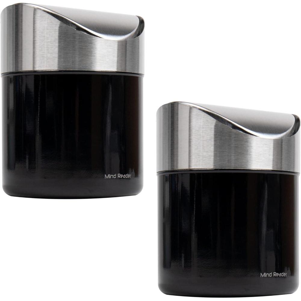 imageMind Reader Mini Countertop Trash Can Set of 2 15L040 gal Waste Paper Basket Office L x 475quot W x 625quot H BlackBlack