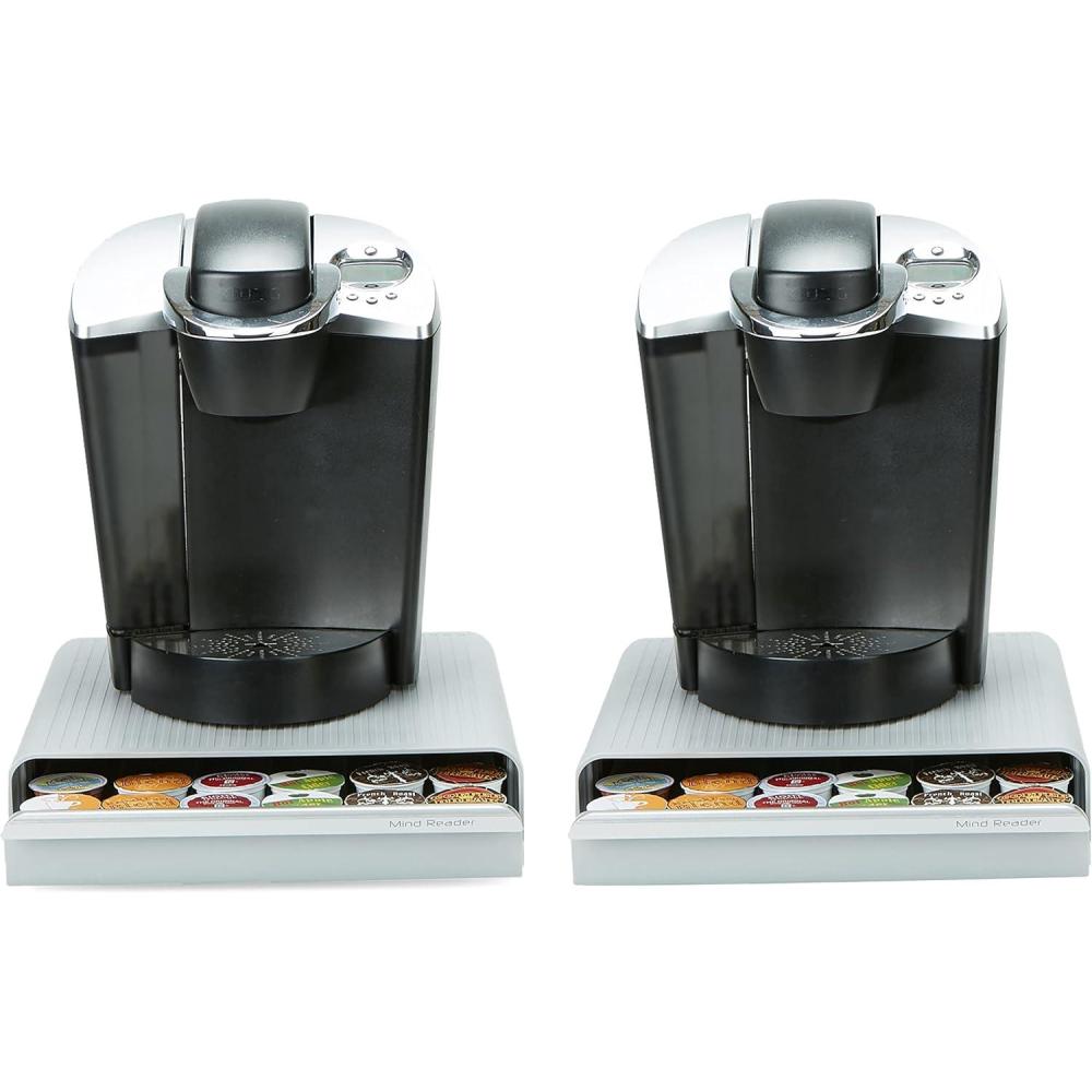 imageMind Reader Single Serve Coffee Pod Drawer Set of 2 36 Pod Capacity Countertop Organizer 1275quot L x 13quot W x 3quot H BlackGray
