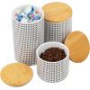 Mind Reader 3-Piece Canister Set, Sugar Container, Coffee Storage, Lids, Kitchen, Ceramic, 4″L x 4″W x 7″H, Black and White