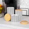 Mind Reader 3-Piece Canister Set, Sugar Container, Coffee Storage, Lids, Kitchen, Ceramic, 4″L x 4″W x 7″H, Black and White