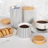 Mind Reader 3-Piece Canister Set, Sugar Container, Coffee Storage, Lids, Kitchen, Ceramic, 4″L x 4″W x 7″H, Black and White