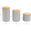 Mind Reader 3-Piece Canister Set, Sugar Container, Coffee Storage, Lids, Kitchen, Ceramic, 4″L x 4″W x 7″H, Black and White