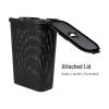 Mind Reader 40L Slim Laundry Hamper, Clothes Basket, Lid, Premium Wicker Design, Plastic, Set of 3, Black(Black)