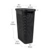 Mind Reader 40L Slim Laundry Hamper, Clothes Basket, Lid, Premium Wicker Design, Plastic, Set of 3, Black(Black)