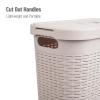 Mind Reader 40L Slim Laundry Hamper, Clothes Basket, Lid, Premium Wicker Design, Plastic, Set of 3, Black(Ivory)