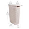 Mind Reader 40L Slim Laundry Hamper, Clothes Basket, Lid, Premium Wicker Design, Plastic, Set of 3, Black(Ivory)