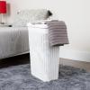 Mind Reader 40L Slim Laundry Hamper, Clothes Basket, Lid, Premium Wicker Design, Plastic, Set of 3, Black(White)