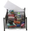 Mind Reader Accessory Organizer, Supply Storage, Makeup, Crafts, Office, Kitchen, Metal Mesh, 15.5″L x 9.38″W x 5.4″H, Silver(Black)