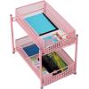 Mind Reader Accessory Organizer, Supply Storage, Makeup, Crafts, Office, Metal Mesh, 8″L x 12.5″W x 11.25″H, Pink(Pink)