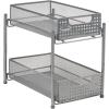 Mind Reader Accessory Organizer, Supply Storage, Makeup, Crafts, Office, Metal Mesh, 8″L x 12.5″W x 11.25″H, Pink(Silver)