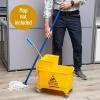 Mind Reader Bucket with Wringer and Mop Set, 22 Qt (5.5 Gallon), Floor Cleaning, Wheels, 16.25″ L x 10.75″ W x 24.5″ H, Yellow(Yellow)