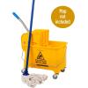 Mind Reader Bucket with Wringer and Mop Set, 22 Qt (5.5 Gallon), Floor Cleaning, Wheels, 16.25″ L x 10.75″ W x 24.5″ H, Yellow(Yellow)