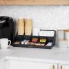 Mind Reader Cup and Condiment Station, Countertop Organizer, Coffee Bar, Kitchen, Stirrers, 17.875″L x 9.5″W x 6.625″H, Black(Black)