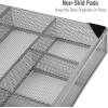 Mind Reader Drawer Organizer, Desk Org, Utensil Organizer, Office, Kitchen, Metal Mesh, Set of 2, Black(Silver)