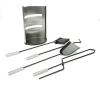 Mind Reader Fireplace Set with Stand, Brush, Shovel Scoop, Poker, Tongs, Durable Steel, 9″L x 6″W x 26.25″H, 4 Pcs, Silver(Silver)
