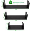 Mind Reader Floating Shelves for Wall, Room Decor, Living Room, Bathroom Shelf, MDF, 16.75″ L x 4.5″ W x 4.”H, Set of 3, White(Black)
