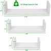 Mind Reader Floating Shelves for Wall, Room Decor, Living Room, Bathroom Shelf, MDF, 16.75″ L x 4.5″ W x 4.”H, Set of 3, White(White)
