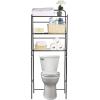 Mind Reader Over The Toilet Storage Rack, Bathroom Organizer, Bathroom Shelves, Metal, 23.5″ L x 10.25″ W x 70.5″ H, White(Black)