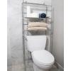 Mind Reader Over The Toilet Storage Rack, Bathroom Organizer, Bathroom Shelves, Metal, 23.5″ L x 10.25″ W x 70.5″ H, White(Silver)