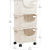 Mind Reader Plastic Storage Cart, Kitchen Storage, Rolling, Toy Storage, Laundry, Kitchen, 14.75″ L x 11″ W x 28.25″ H, Ivory