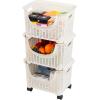 Mind Reader Plastic Storage Cart, Kitchen Storage, Rolling, Toy Storage, Laundry, Kitchen, 14.75″ L x 11″ W x 28.25″ H, Ivory