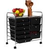 Mind Reader Rolling Cart with Drawers, Utility Cart, Craft Storage, Kitchen, Metal, 24.25″L x 15.25″W x26.25″H, White, Silver(Black)