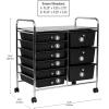 Mind Reader Rolling Cart with Drawers, Utility Cart, Craft Storage, Kitchen, Metal, 24.25″L x 15.25″W x26.25″H, White, Silver(Black)
