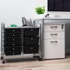Mind Reader Rolling Cart with Drawers, Utility Cart, Craft Storage, Kitchen, Metal, 24.25″L x 15.25″W x26.25″H, White, Silver(Black)