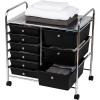 Mind Reader Rolling Cart with Drawers, Utility Cart, Craft Storage, Kitchen, Metal, 24.25″L x 15.25″W x26.25″H, White, Silver(Black)