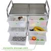 Mind Reader Rolling Cart with Drawers, Utility Cart, Craft Storage, Kitchen, Metal, 24.25″L x 15.25″W x26.25″H, White, Silver(White 6 Drawer)
