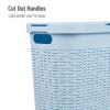 Mind Reader Slim Laundry Hamper with Lid, 40L Clothes Basket, Premium Wicker Design, Plastic, Mint(Baby Blue)
