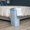 Mind Reader Slim Laundry Hamper with Lid, 40L Clothes Basket, Premium Wicker Design, Plastic, Mint(Baby Blue)