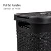 Mind Reader Slim Laundry Hamper with Lid, 40L Clothes Basket, Premium Wicker Design, Plastic, Mint(Black)