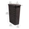 Mind Reader Slim Laundry Hamper with Lid, 40L Clothes Basket, Premium Wicker Design, Plastic, Mint(Brown)