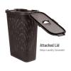 Mind Reader Slim Laundry Hamper with Lid, 40L Clothes Basket, Premium Wicker Design, Plastic, Mint(Brown)