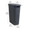 Mind Reader Slim Laundry Hamper with Lid, 40L Clothes Basket, Premium Wicker Design, Plastic, Mint(Gray)