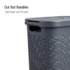 Mind Reader Slim Laundry Hamper with Lid, 40L Clothes Basket, Premium Wicker Design, Plastic, Mint(Gray)