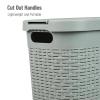 Mind Reader Slim Laundry Hamper with Lid, 40L Clothes Basket, Premium Wicker Design, Plastic, Mint(Mint)