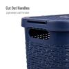 Mind Reader Slim Laundry Hamper with Lid, 40L Clothes Basket, Premium Wicker Design, Plastic, Mint(Navy)