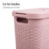 Mind Reader Slim Laundry Hamper with Lid, 40L Clothes Basket, Premium Wicker Design, Plastic, Mint(Pink)
