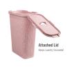Mind Reader Slim Laundry Hamper with Lid, 40L Clothes Basket, Premium Wicker Design, Plastic, Mint(Pink)