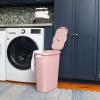 Mind Reader Slim Laundry Hamper with Lid, 40L Clothes Basket, Premium Wicker Design, Plastic, Mint(Pink)