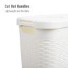Mind Reader Slim Laundry Hamper with Lid, 40L Clothes Basket, Premium Wicker Design, Plastic, Mint(White)