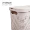 Mind Reader Slim Laundry Hamper with Lid, 40L Clothes Basket, Premium Wicker Design, Plastic, Set of 2, Ivory(Ivory)