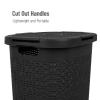 Mind Reader Slim Laundry Hamper with Lid, 60L Clothes Baskets, Premium Wicker Design, Plastic, 3-Pack, Black(Black)