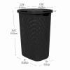 Mind Reader Slim Laundry Hamper with Lid, 60L Clothes Baskets, Premium Wicker Design, Plastic, 3-Pack, Black(Black)