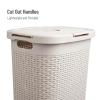 Mind Reader Slim Laundry Hamper with Lid, 60L Clothes Baskets, Premium Wicker Design, Plastic, 3-Pack, Black(Ivory)